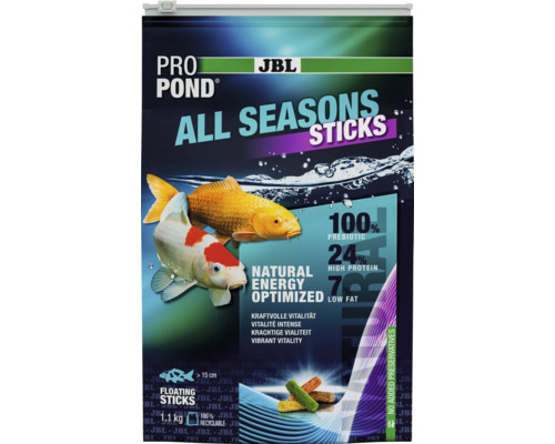 Teichfischfutter JBL PRO POND ALL SEASONS STICK 1,1 kg Teichsticks für Koi und Teichfische JBL Pro Pond All Seasons Sticks Fischfutter in einer 1,1 Kilogramm Packung