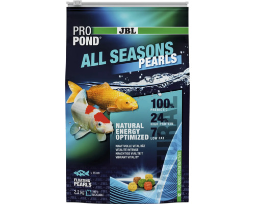 Teichfischfutter JBL PRO POND ALL SEASONS PEARL 2,2 kg Teichfutterkügelchen für Koi und Teichfische JBL Pro Pond All Seasons Pearls Fischfutter in der 2,2 Kilogramm Packung