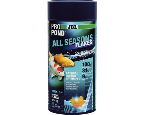 Nourriture pour poissons de bassin JBL PRO POND ALL SEASONS FLAKES 0,13 kg flocons de bassin pour koi et poissons de bassin Aliments en flocons JBL Pro Pond Toutes Saisons pour poissons