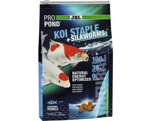 Aliment de base JBL Pro Pond Koi avec vers à soie en emballage de 2 kilogrammes