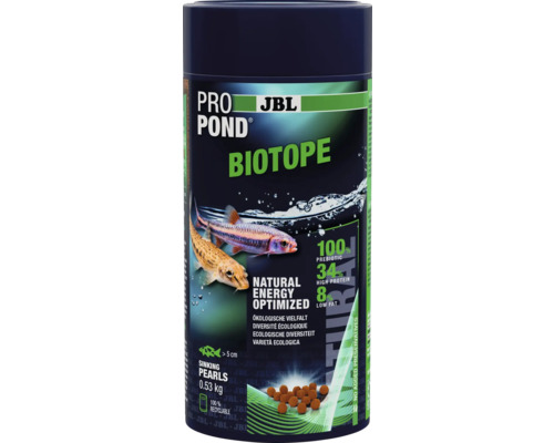 Nourriture pour poissons de bassin JBL PRO POND BIOTOPE 0,53 kg pour poissons de biotope Aliment pour bassin JBL Pro Pond Biotope en boîte