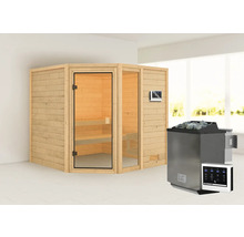 Sauna avec poêle de sauna et commande