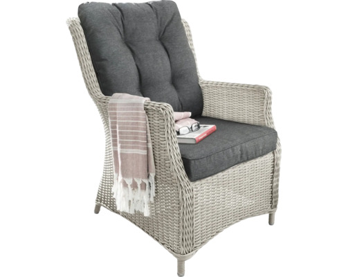 Fauteuil de jardin Destiny CASA avec galettes d'assise, rotin synthétique, vintage blanc Fauteuil de jardin Destiny CASA avec galettes d'assise, rotin synthétique, vintage blanc