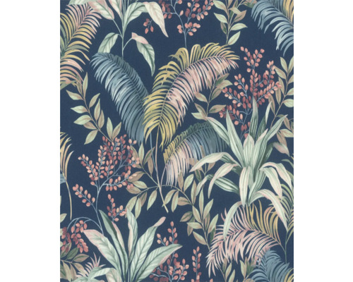 Vliestapete 481938 Florentine 4 Blätter blau Tapete mit Blattmuster für die Wandgestaltung