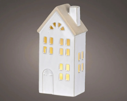 Objet lumineux Lumineo maison avec LED h 20,5 cm couleur d’éclairage blanc chaud Maison lumineuse décorative avec fenêtres et cheminée