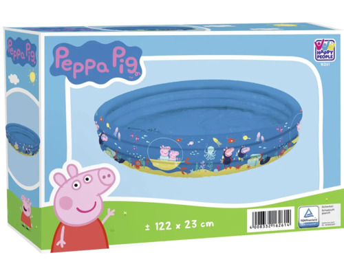 Pataugeoire piscine hors sol Happy People Peppa Pig piscine à 3 boudins 122 x 23 cm Pataugeoire Peppa Pig dans son emballage avec la certification TÜV Rheinland