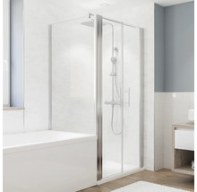 Cabine de douche dans la salle de bain à côté d''une baignoire