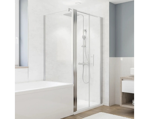 Paroi latérale de douche pour porte battante BREUER Fara 5 90 x 165 cm profilé chrome verre transparent réversible Paroi latérale de douche pour porte battante BREUER Fara 5 90 x 165 cm profilé chrome verre transparent réversible