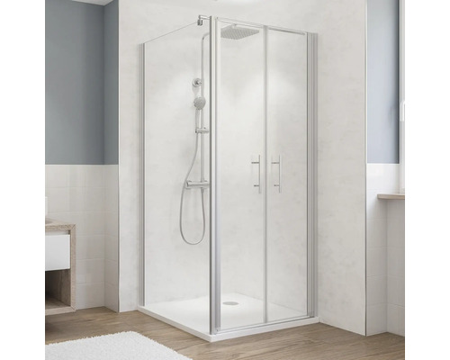 Paroi latérale pour porte battante BREUER Fara 5 80 x 190 cm profilé argent verre transparent réversible Paroi latérale pour porte battante BREUER Fara 5 80 x 190 cm profilé argent verre transparent réversible