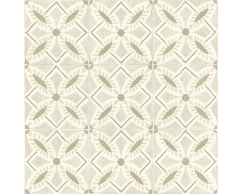 Vliestapete 410266 Beachhouse Fliesen beige Fliesenmuster mit floralem Design für Wand und Boden
