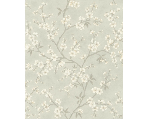 Vliestapete 456752 Country Charme Blüten grau Tapete mit floralem Kirschblütenmuster