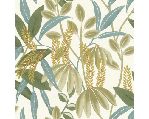 Papier peint intissé 580624 Country Charme feuilles vert foncé Papier peint avec motif de feuilles et de plantes