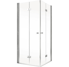 Cabine de douche d''angle avec portes en verre et ferrures