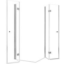 Douche d''angle avec deux portes en verre