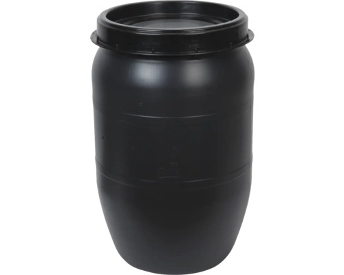 Schwarzes Kunststofffass mit Deckel