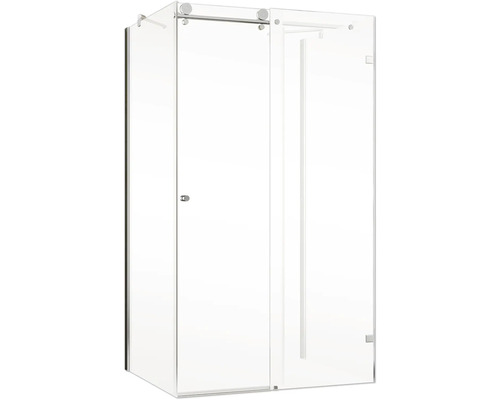 Eckdusche mit Schiebetür aus Glas