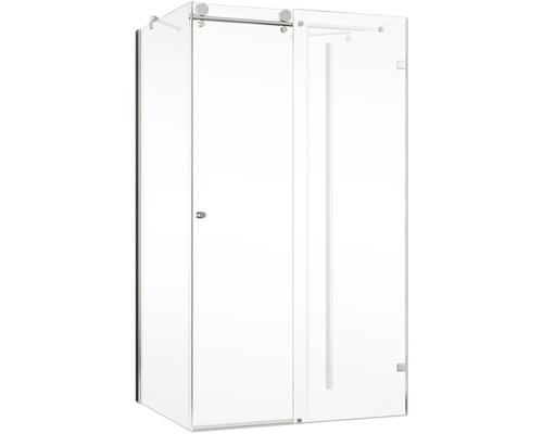 Eckdusche mit Schiebetür aus Glas
