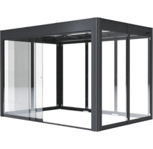 Pavillon avec porte coulissante en verre