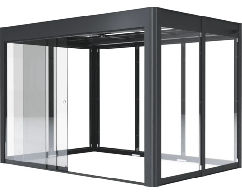 Pavillon avec porte coulissante en verre