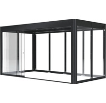 Pergola moderne avec portes coulissantes en verre