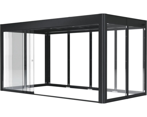 Pergola moderne avec portes coulissantes en verre