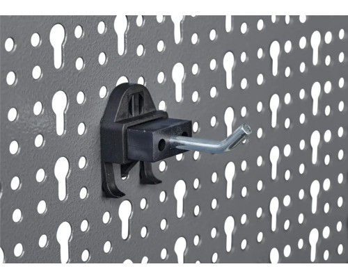 Lochplattenhaken zur Werkzeugaufbewahrung