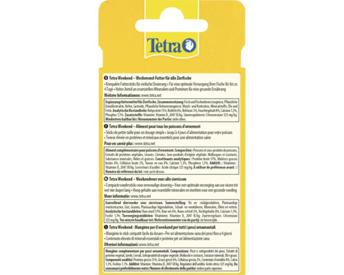 Tetra Weekend Aliment pour tous les poissons d''ornement