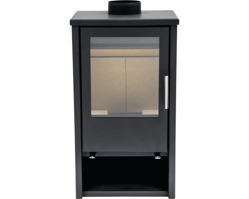 Poêle à bois avec fenêtre de visualisation et raccord de tuyau d''échappement