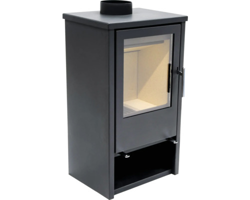 Poêle à bois avec fenêtre de visualisation et compartiment à bois