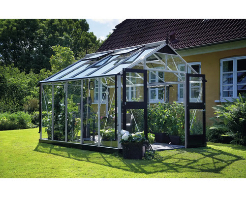 Gewächshaus JULIANA Premium 10,9 m² 3 mm Sicherheitsglas 296 x 368 cm Aluminium Gewächshaus JULIANA Premium 10,9 m² 3 mm Sicherheitsglas 296 x 368 cm Aluminium