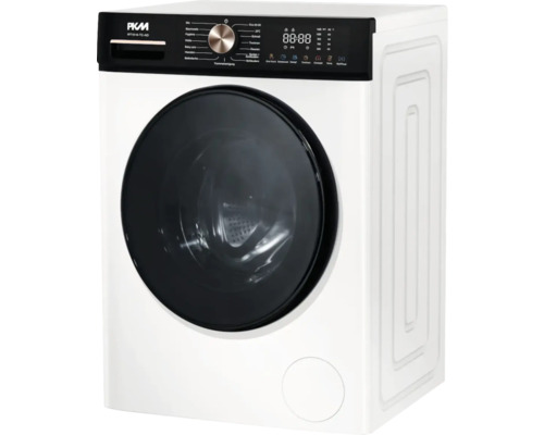 PKM Waschmaschine mit schwarzer Tür und digitaler Anzeige