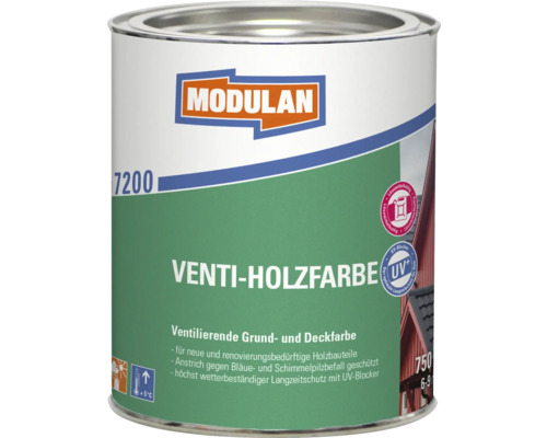 Farbeimer mit Modulan Venti-Holzfarbe für den Aussenbereich