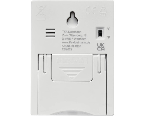 Rückseite eines TFA Dostmann Thermometers