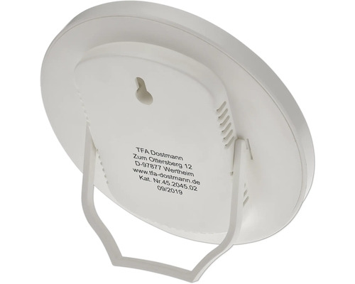 Vue arrière d''un hygromètre rond avec support