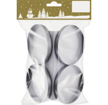 Vier runde Teelichthalter in transparenter Verpackung