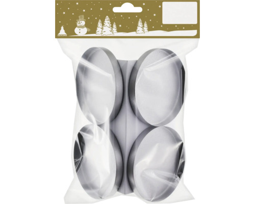 Teelichthalter Metall Ø 7,5 cm H 5 cm silber 4 Stück Vier runde Teelichthalter in transparenter Verpackung