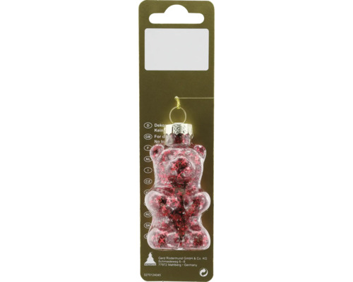 Weihnachtsbaumanhänger Bärchen Glas 4 x 8 cm rot Bärenförmiger Christbaumschmuck mit Dekoration