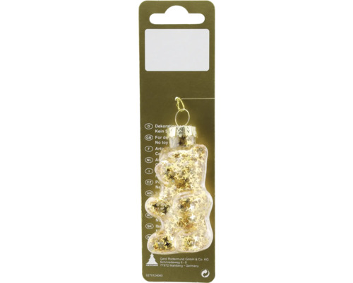 Weihnachtsbaumanhänger Bärchen Glas 4 x 8 cm gold Weihnachtsbaumschmuck Teddy mit Sternen