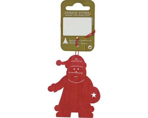 Weihnachtsbaumanhänger Niko Holz 8 x 7 cm rot Dekorativer Weihnachtsmann aus Holz, einseitig