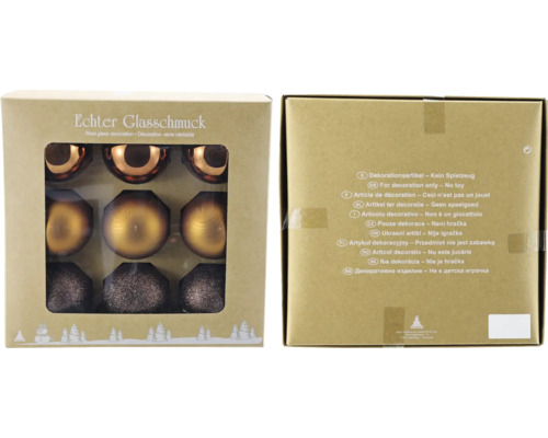 Verpackung mit Christbaumkugeln aus echtem Glas