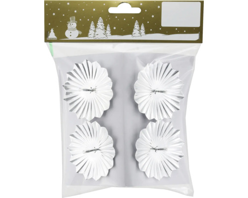 Bougeoir métal Ø 6 cm H 4 cm argent 4 pièces Emballage de quatre suspensions étoile de Noël argentées