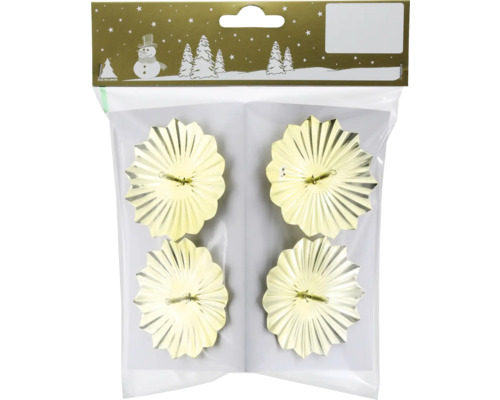 Bougeoir métal Ø 6 cm H 4 cm or 4 pièces Emballage de quatre supports de bougies de Noël dorés