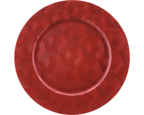 Dekoteller Kunststoff Ø 33 cm H 1,8 cm rot Teller mit geometrischem Muster