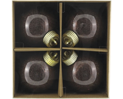 Weihnachtsbaumkugeln Kunststoff Ø 8 cm burgundy 4 Stück Packung mit vier Christbaumkugeln in einer Box