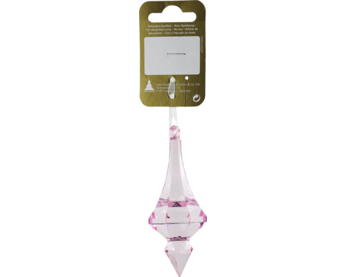 Weihnachtsbaumanhänger Ornament Kunststoff 9,2 x 4 x 4 cm rosa Rosafarbener Dekohänger in Diamantform an einer Schnur