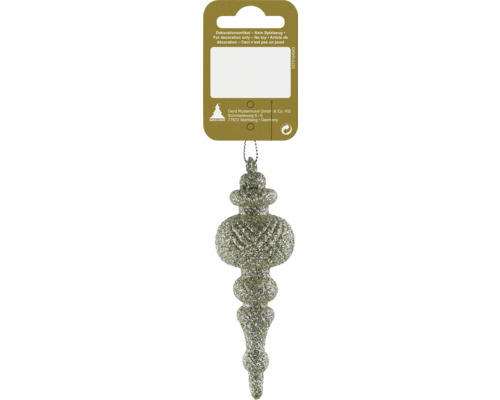 Weihnachtsbaumanhänger Kalebasse Kunststoff 12 x 4 x 4 cm gold Glitzernder Christbaumschmuck in Tropfenform zum Aufhängen