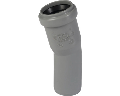 HT-B Bogen 15° DN 32 mm Graues Kunststoffrohr mit 15 Grad Winkel und 32 Millimeter Durchmesser
