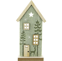 Maison décorative en bois avec cerf et sapin de Noël pour Noël