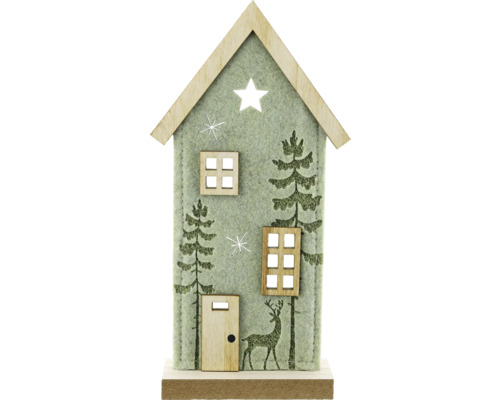 Présentoir maison en feutre 10 x 4 x 22,5 cm menthe Maison décorative en bois avec cerf et sapin de Noël pour Noël
