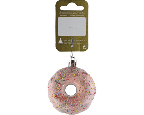 Weihnachtsbaumanhänger Donut Kunststoff Ø 6 cm H 2,5 cm rosa Donut Christbaumkugel mit Streuseln